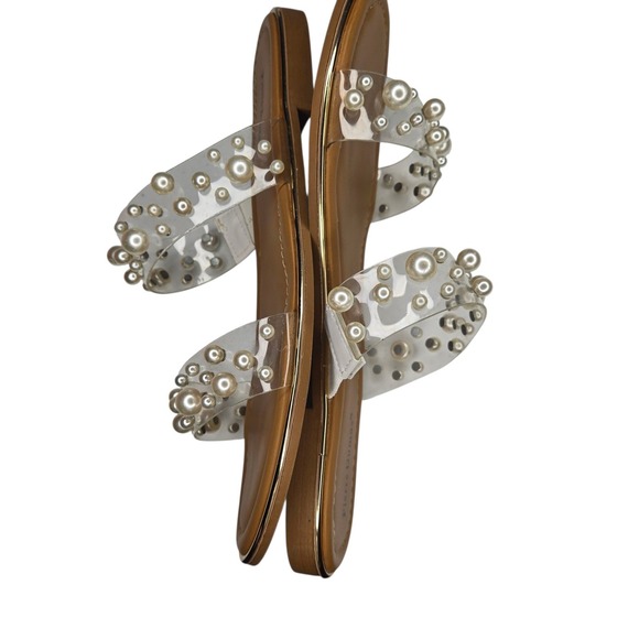 Pierre Dumas Pearl Embellished Lucite Slide Sandals Women's Size 8.5 - Picture 9 of 15
